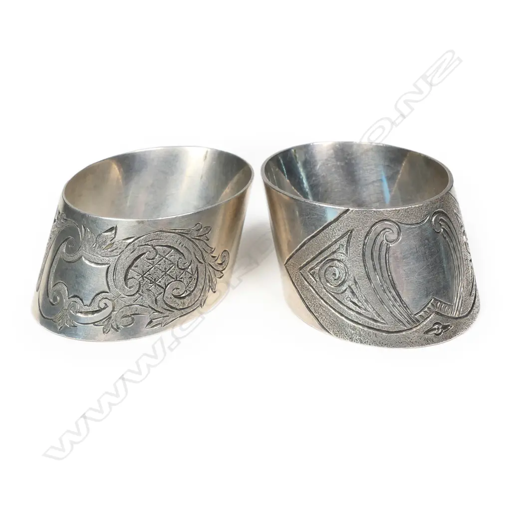 Two William Littlejohn & son (Wellington) silver napkin rings, Image 1++